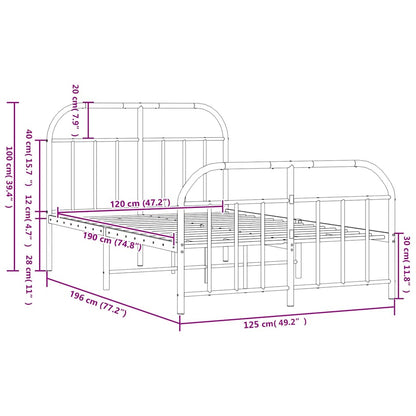 Bed Frame | Black | Powder-Coated Steel | 120x190 cm | Bed Frame