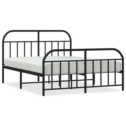 Metal Bed Frame without Mattress with Footboard Black 135x190cm
