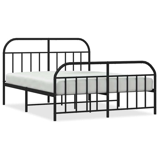 Bed Frame | Black | Powder-Coated Steel | 135x190 cm, Double | Bed Frame