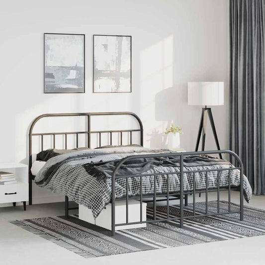 Bed Frame | Black | Powder-Coated Steel | 135x190 cm, Double | Bed Frame