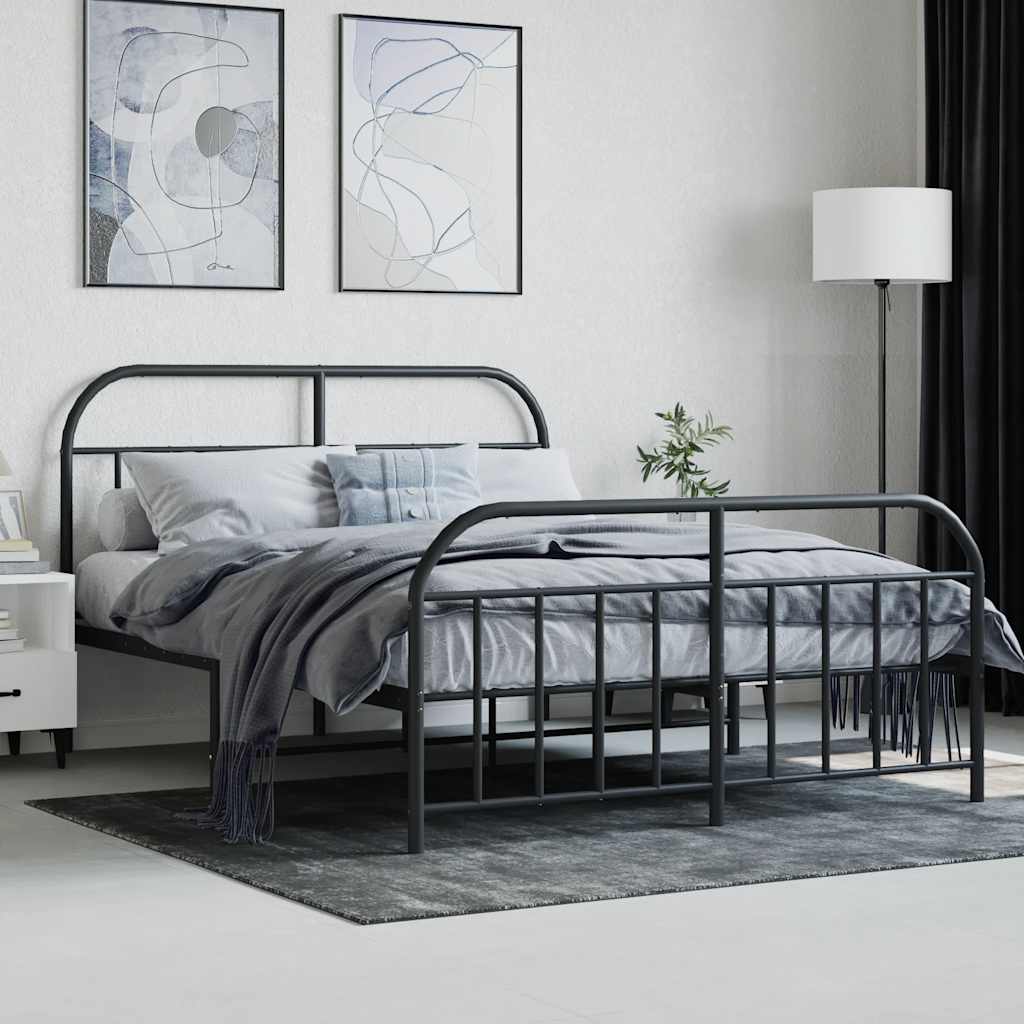 Bed Frame | Black | Powder-Coated Steel | Double | Bed Frame