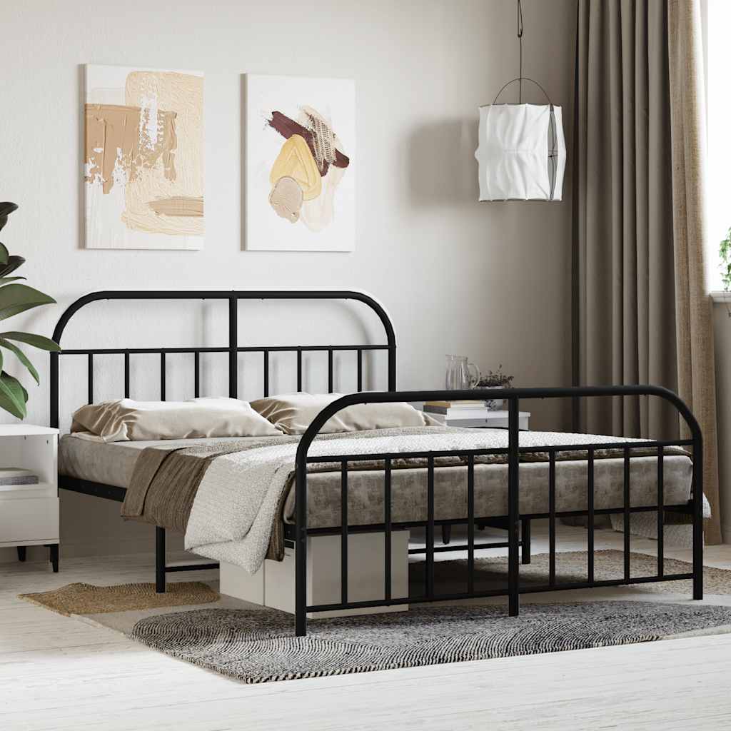 Bed Frame | Black | Powder-Coated Steel | Double | Bed Frame