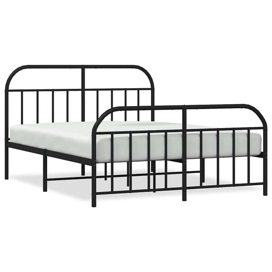 Metal Bed Frame without Mattress with Footboard Black 180x200cm