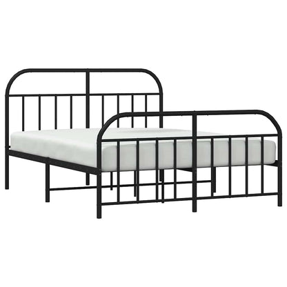 Metal Bed Frame without Mattress with Footboard Black 180x200cm