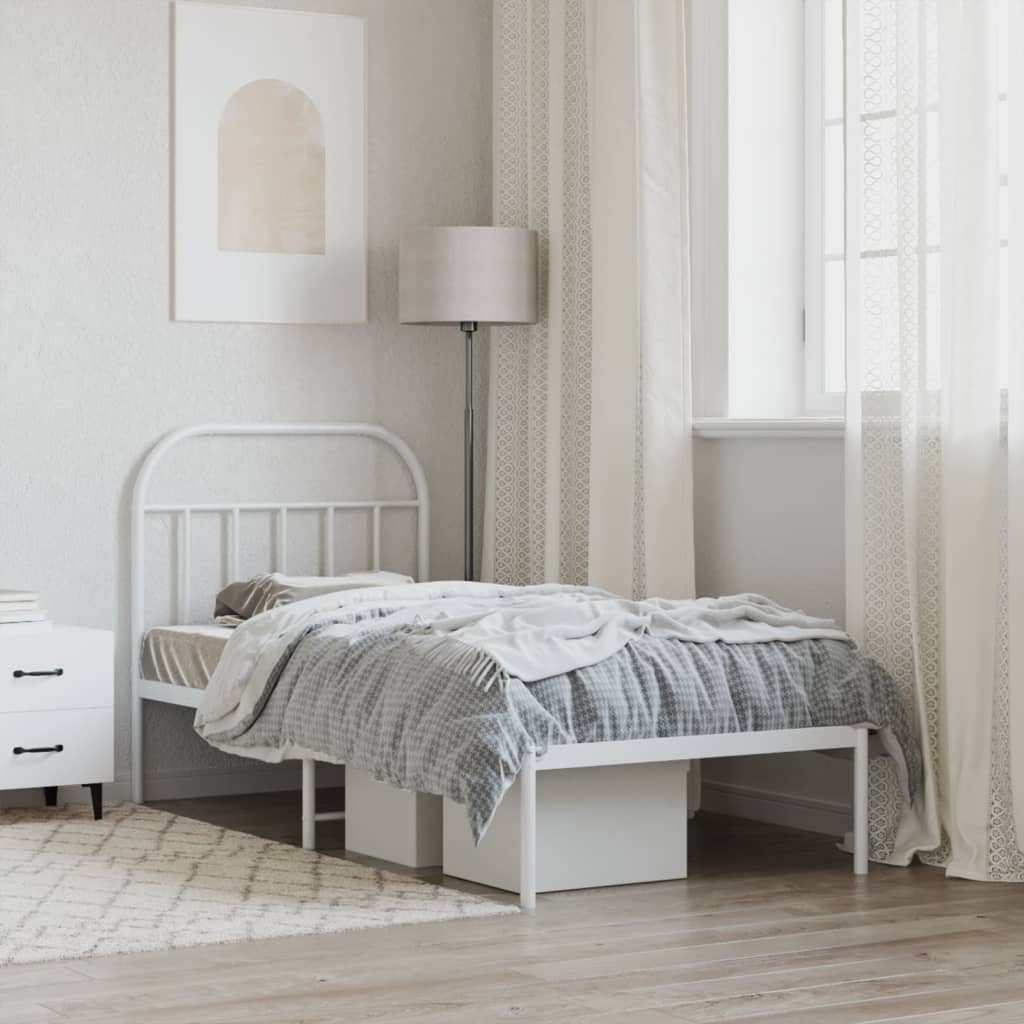 Bed Frame | White | Powder-Coated Steel | Single | Bed Frame