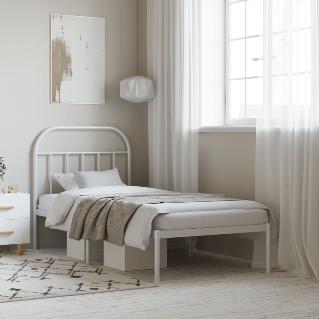 Bed Frame | White | Powder-Coated Steel | Single | Bed Frame