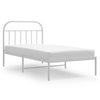 Metal Bed Frame without Mattress with Headboard White 100x190cm