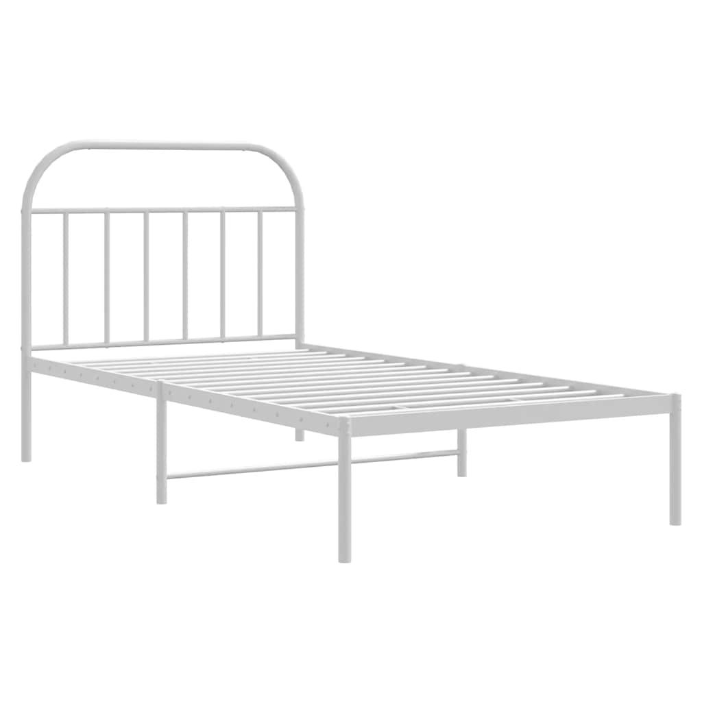 Bed Frame | White | Powder-Coated Steel | Single |  Sturdy | Bed Frame