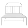 Metal Bed Frame without Mattress with Headboard White 100x190cm
