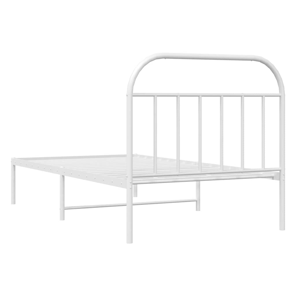 Bed Frame | White | Powder-Coated Steel | Single |  Sturdy | Bed Frame