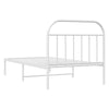 Metal Bed Frame without Mattress with Headboard White 100x190cm