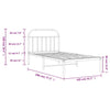 Metal Bed Frame without Mattress with Headboard White 100x190cm