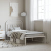 Metal Bed Frame without Mattress with Headboard White 100x190cm