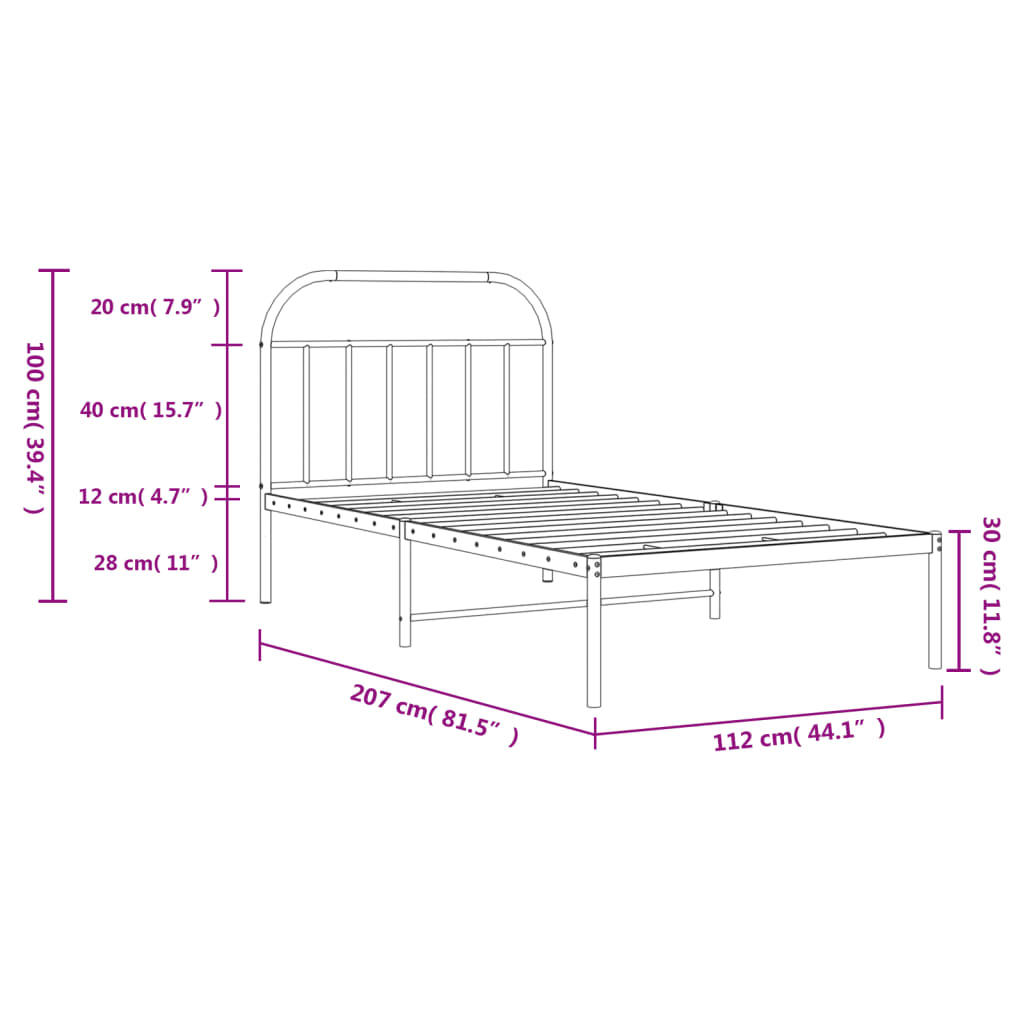 Bed Frame | White | Powder-coated steel | Single | Bed Frame