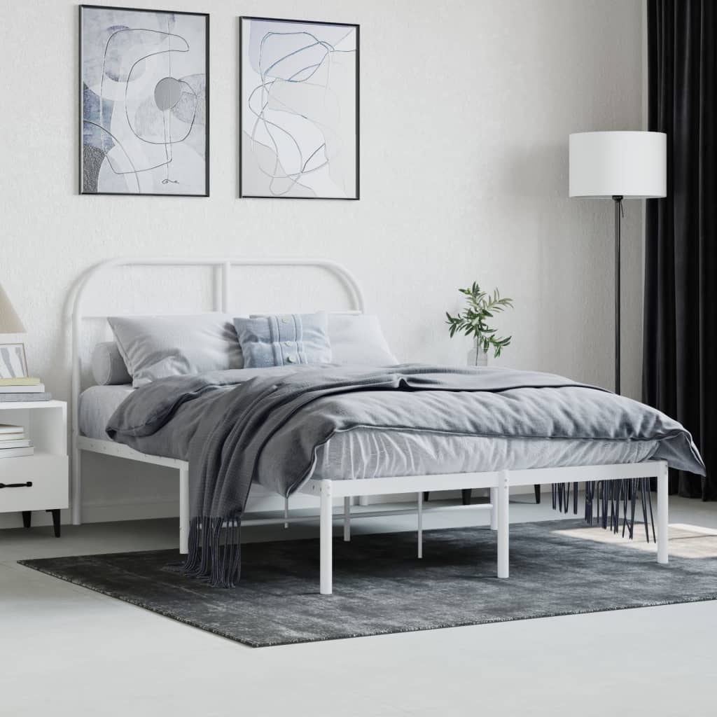 Bed Frame | White | Powder-coated Steel | Double | Bed Frame
