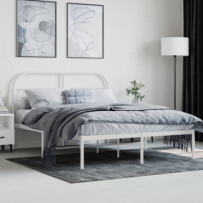 Bed Frame | White | Powder-Coated Steel | 140x190 cm | Bed Frame