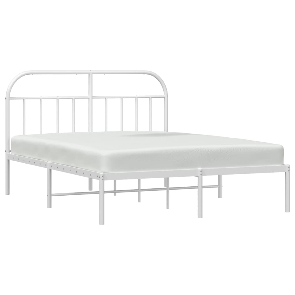 Bed Frame | White | Powder-Coated Steel | 140x190 cm | Bed Frame