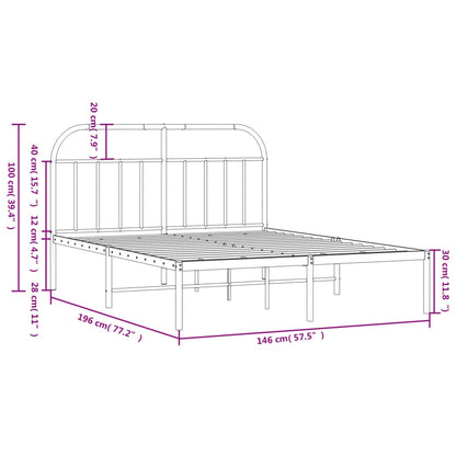 Bed Frame | White | Powder-Coated Steel | 140x190 cm | Bed Frame