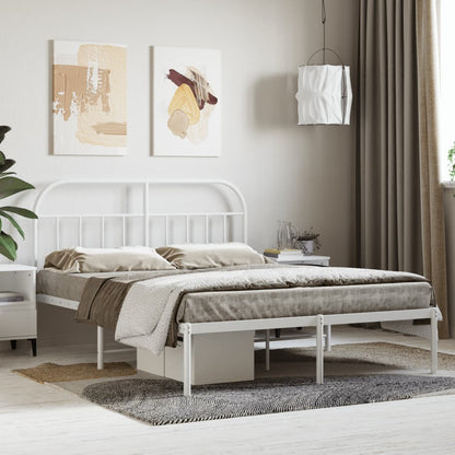 Bed Frame | White | Powder-Coated Steel | 140x190 cm | Bed Frame
