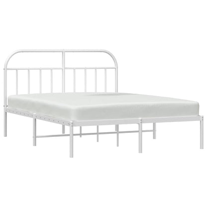 Metal Bed Frame without Mattress with Headboard White 150x200cm
