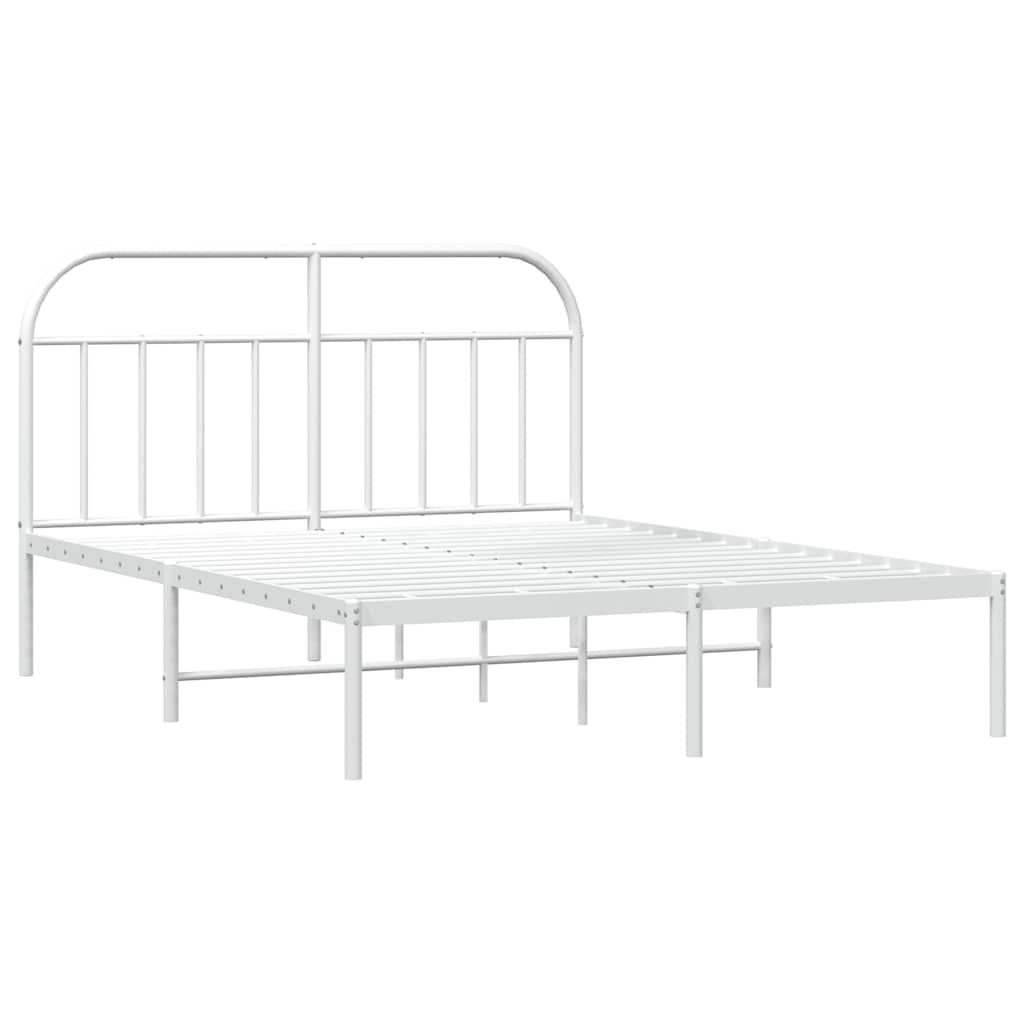 Bed Frame | White | Powder-Coated Steel | Double | Bed Frame