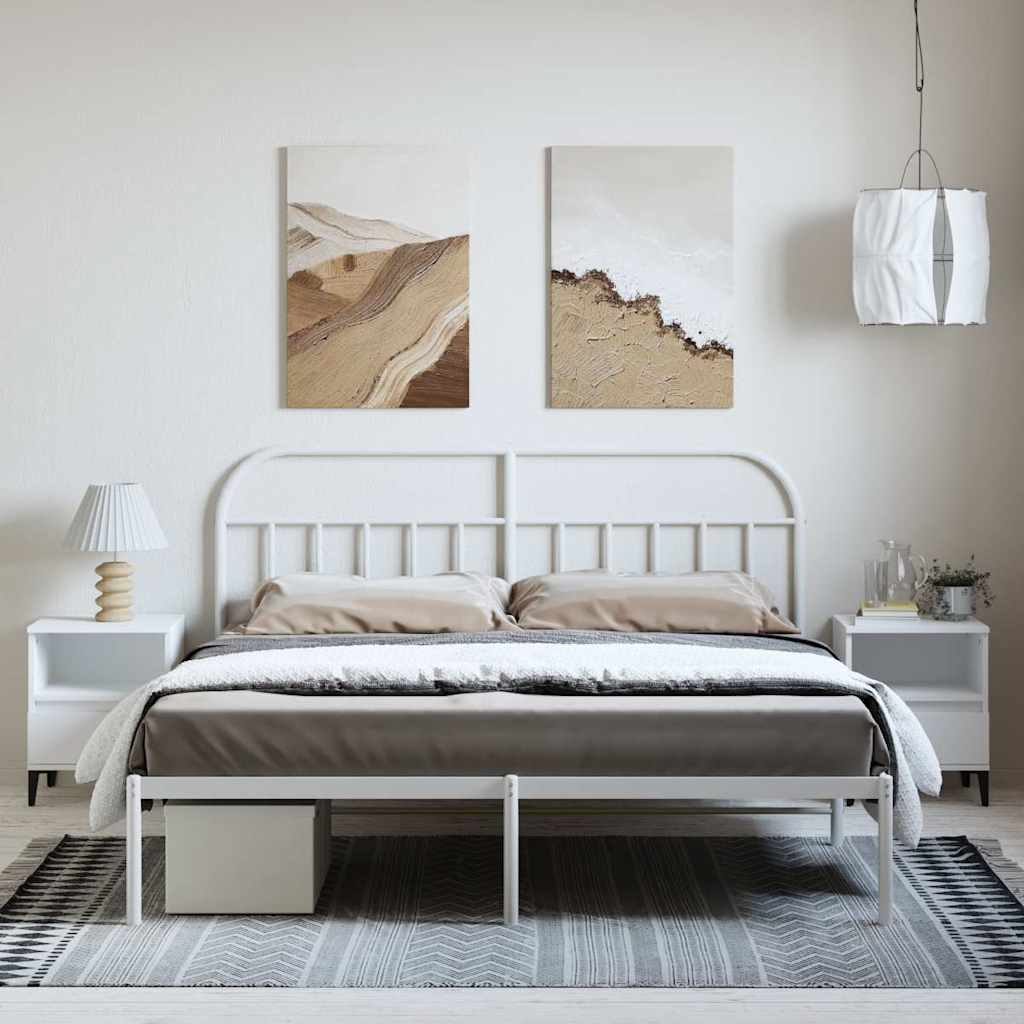 Bed Frame | White | Powder-Coated Steel | Double | Bed Frame