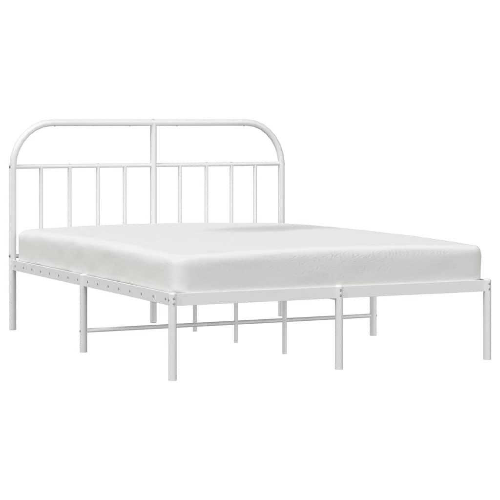 Bed Frame | White | Powder-Coated Steel | Double | Bed Frame