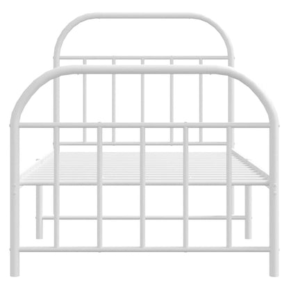 Metal Bed Frame without Mattress with Footboard White 90x190cm