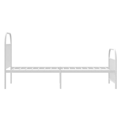 Metal Bed Frame without Mattress with Footboard White 90x190cm