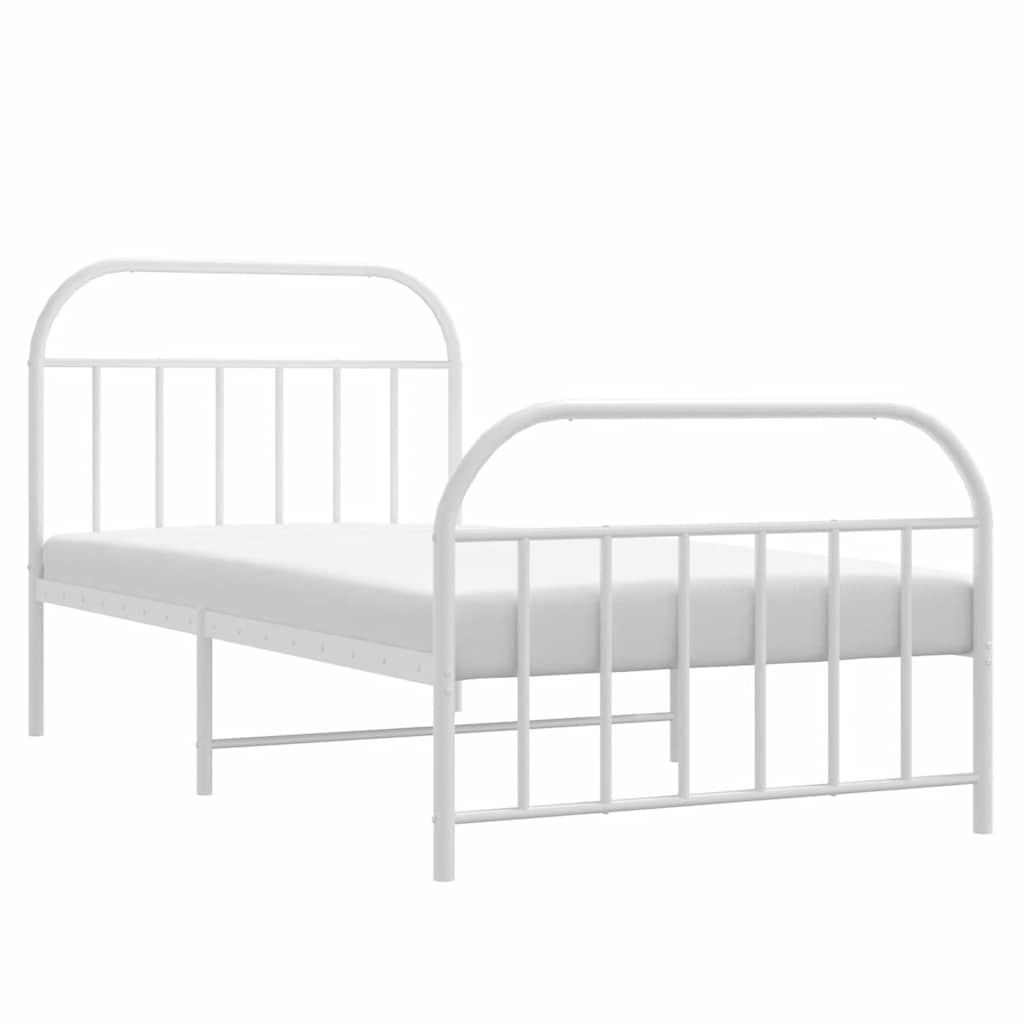 Bed Frame | White | Steel | Single | Bed Frame | Rectangular |  Durable