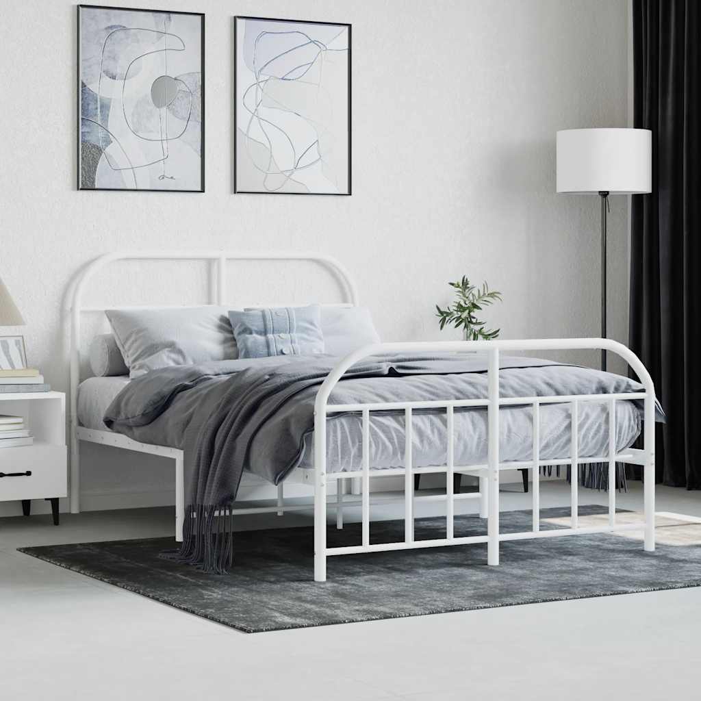 Bed Frame | White | Powder-Coated Steel | Double | Bed Frame