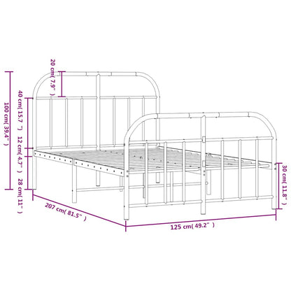 Bed Frame | White | Powder-Coated Steel | Double | Bed Frame