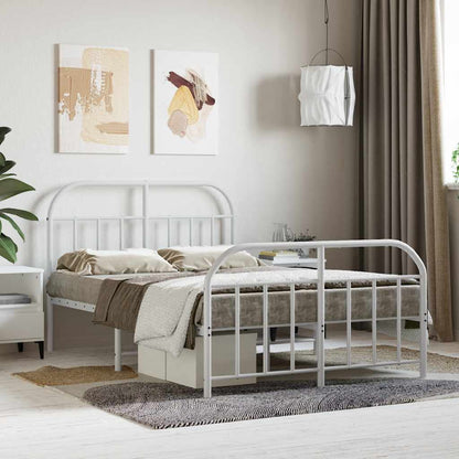 Bed Frame | White | Powder-Coated Steel | Double | Bed Frame