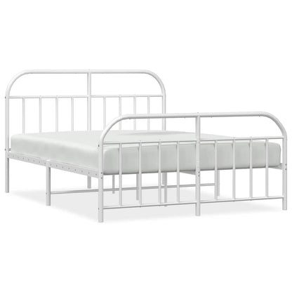 Metal Bed Frame without Mattress with Footboard White 135x190cm
