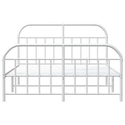 Metal Bed Frame without Mattress with Footboard White 135x190cm