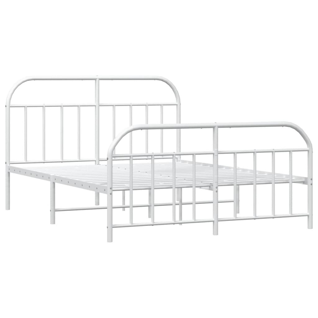 Bed Frame | White | Powder-Coated Steel | Double | Bed Frame