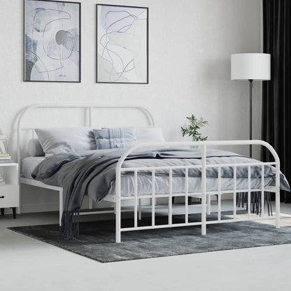 Bed Frame | White | Powder-Coated Steel | Double | Bed Frame