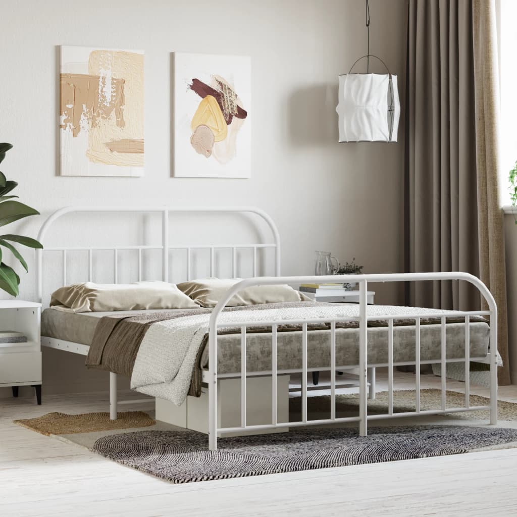 Bed Frame | White | Powder-Coated Steel | Double | Bed Frame