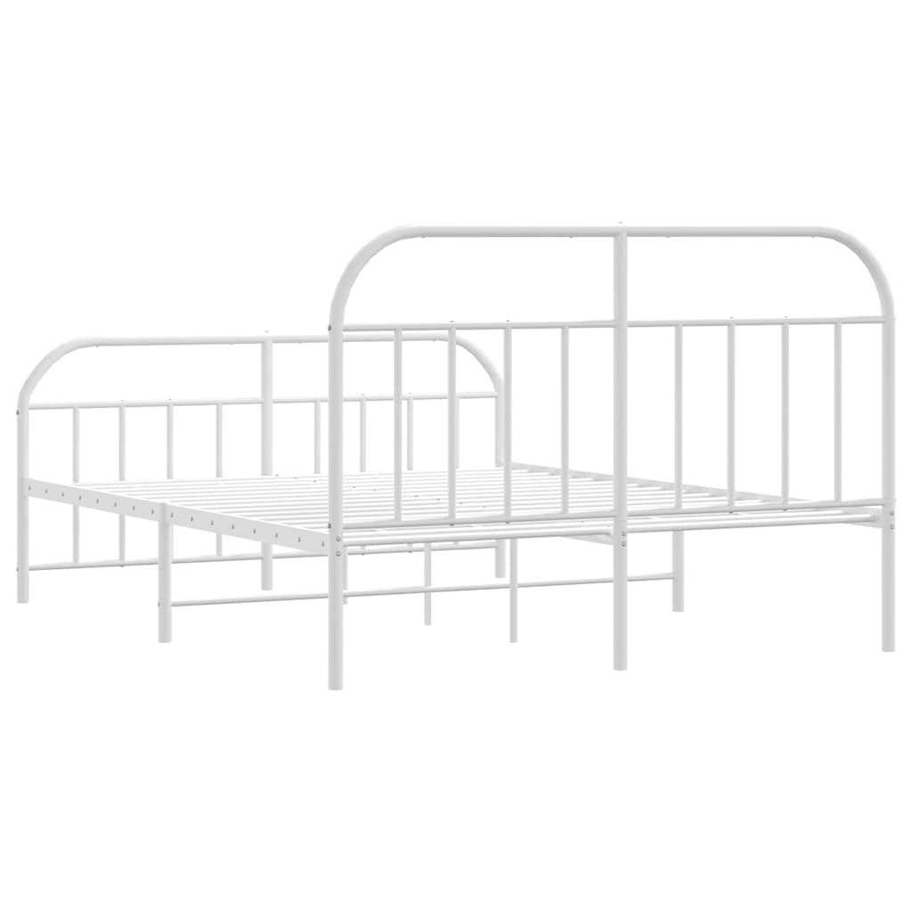 Metal Bed Frame without Mattress with Footboard White 150x200cm