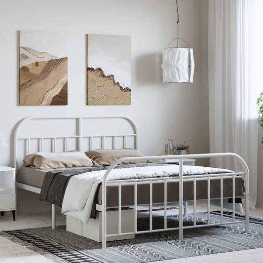 Bed Frame | White | Powder-Coated Steel | King | Bed Frame | Rectangular