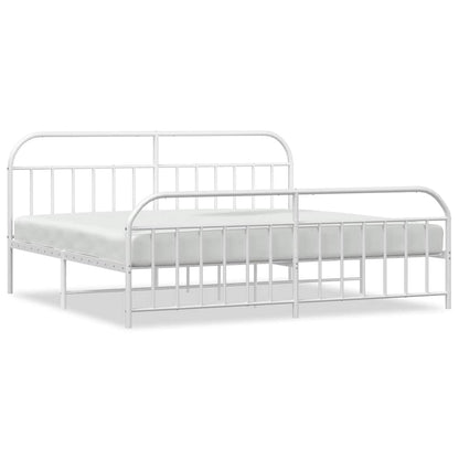 Bed Frame | White | Powder-Coated Steel | Double | Bed Frame