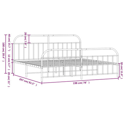Bed Frame | White | Powder-Coated Steel | Double | Bed Frame