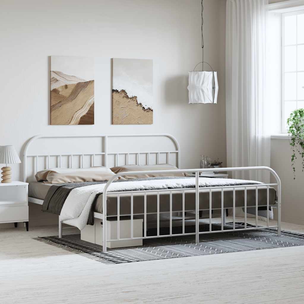 Bed Frame | White | Powder-Coated Steel | Double | Bed Frame
