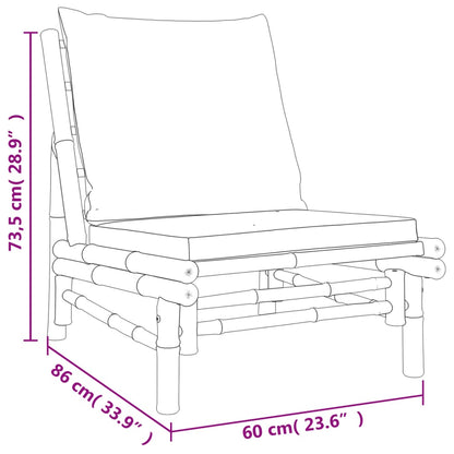 Patio Chairs 2 pcs with Cream White Cushions Bamboo