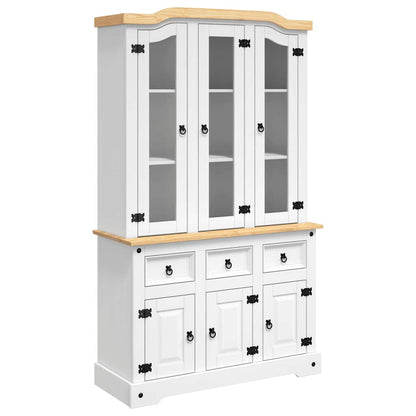 Highboard Corona White 112x43x196 cm Solid Wood Mexican Pine