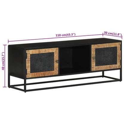 TV Cabinet 110x30x40 cm Solid Wood Mango and Iron