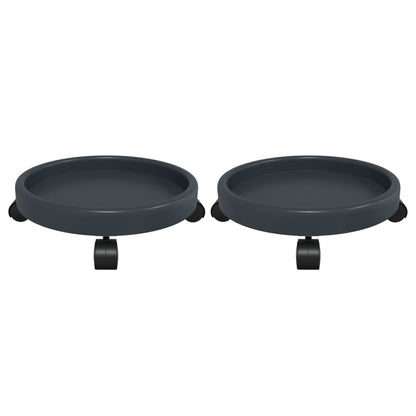Plant Trolleys with Wheels 2 pcs Grey Diameter 34 cm 35 kg