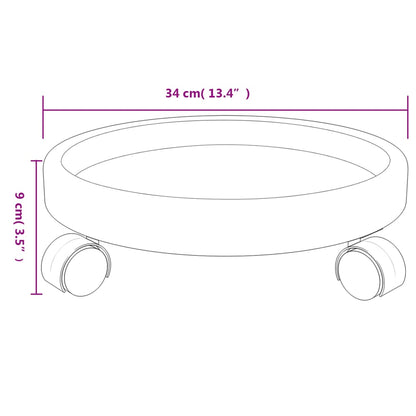 Plant Trolleys with Wheels 2 pcs Grey Diameter 34 cm 35 kg
