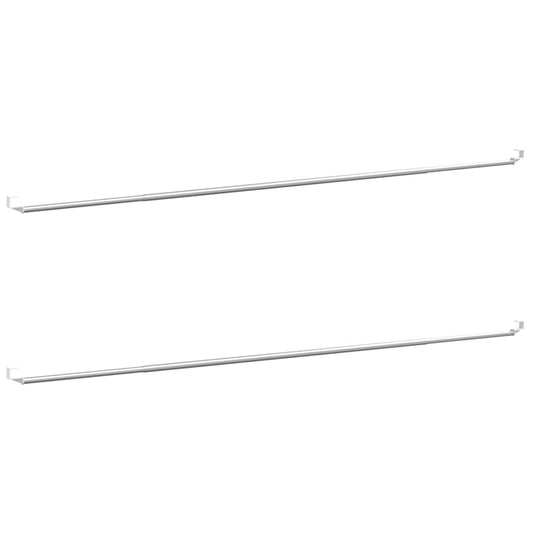 Curtain Rails 2 pcs White and Silver 90-130 cm Aluminium