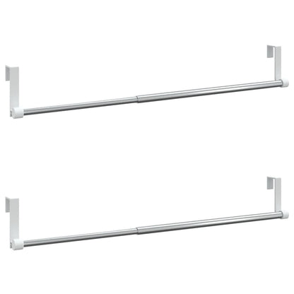 Curtain Rails 2 pcs White and Silver 40-60 cm Aluminium